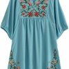 Online Kafeimali Kafeimali Summer Dress V Neck Mexican Embroidered Peasant Women'S Dressy Tops Blouses