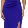 Hot Xscape Xscape Women'S Long Stretch Scuba Crepe Ruffle Collar Ruched Dress