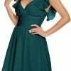 New FOROLAV Forolav Surplice V Neck Dress For Women 2023 Sleeveless Ruffle Shoulders A-Line Flowy Dresses With Smocked Back