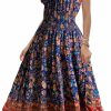 Wholesale OSTOO Ostoo Women'S 2024 Summer Short Sleeves Boho Floral Print Tiered Casual Flowy Long Maxi Dress