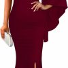 Online YMDUCH Ymduch Women'S Elegant One Bell Sleeve Side Split Long Paty Mermaid Formal Dress