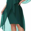 New Hanna Nikole Hanna Nikole Womens Plus Size Chiffon Cocktail Dress Ruffle 3/4 Sleeve Wedding Guest Party Dresses With High Low Hem