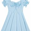 Hot Floerns Floerns Women'S Summer Drawstring Sweetheart Neck Puff Sleeve A Line Short Dress