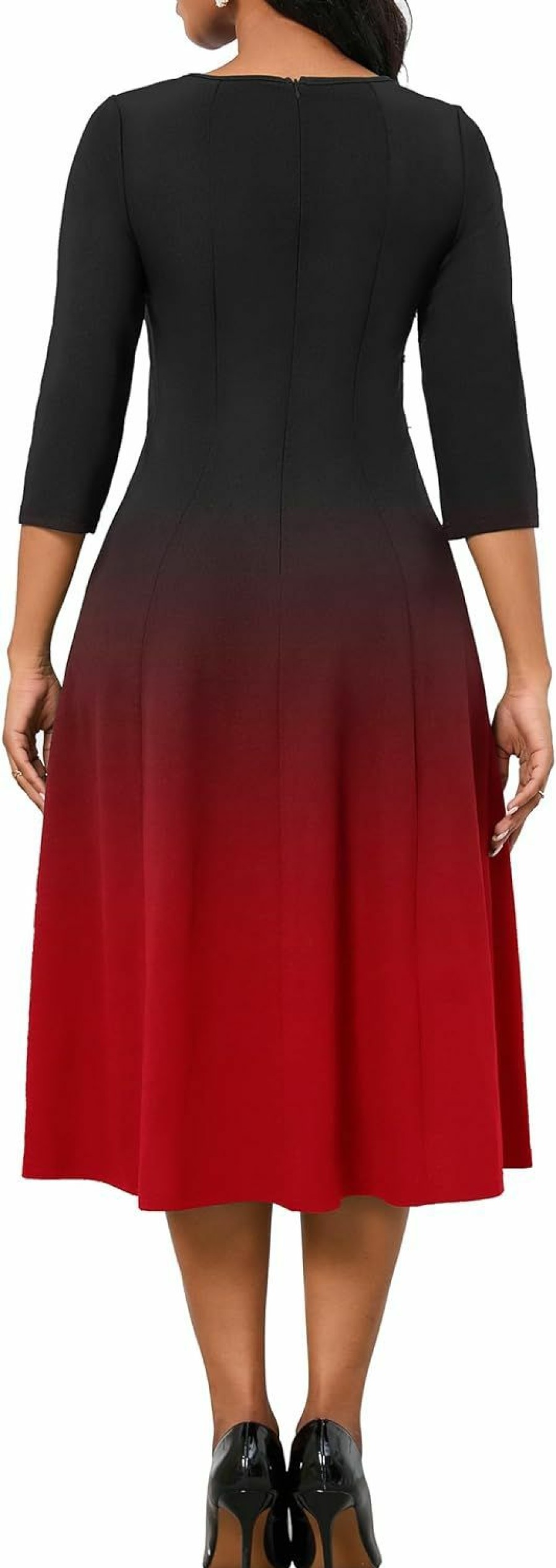 Wholesale FANDEE Fandee Women'S 3/4 Sleeve Midi Dress 2024 - Casual High Waist A-Line With Round Neck