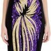 Wholesale Angel-fashions Angel-Fashions Women'S Sheer Gold Sequined Black Splicing Evening Dress