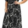 Best Keluummi Keluummi Plus Size Wedding Guest Dress For Women, Summer Casual Boho Floral Maxi Wrap Dress, Empire Waist V Neck With Pocket