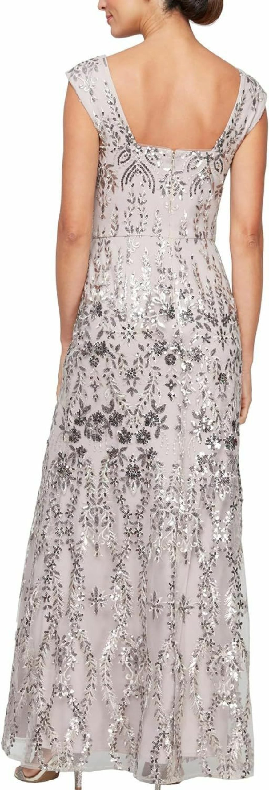 Online Alex Evenings Alex Evenings Women'S Petite Long Sleeveless Embroidered Fit And Flare Dress With Square Neckline