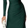 Hot Floerns Floerns Women'S Solid Boat Neck Long Sleeve Ruched Side Party A Line Long Dress