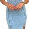 Online utcoco Utcoco Denim Dress For Women Sleeveless Side Slit Bodycon Midi Jean Dresses For Women 2023