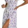 Wholesale WDIRARA Wdirara Women'S Floral Print Tie Front Square Neck Short Sleeve Split Thigh Dress