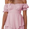 Hot AOHITE Aohite Womens Summer Tube Top Dress Off-Shoulder Ruffled Flowy Mini Short Dresses