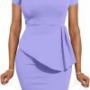 New LAGSHIAN Lagshian Women Fashion Peplum Bodycon Short Sleeve Bow Club Ruffle Pencil Party Dress