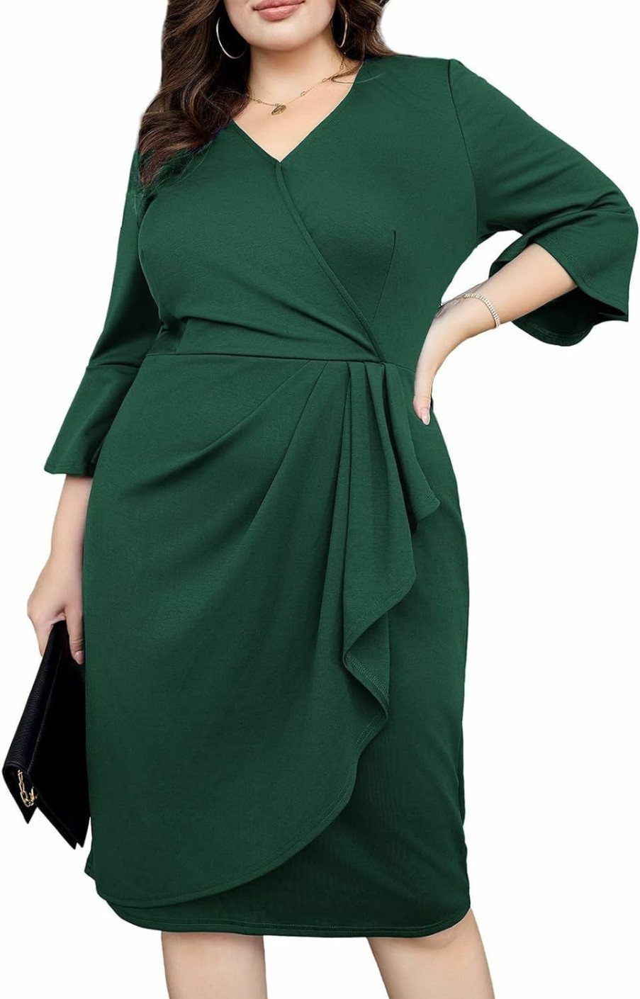 Clearance Hanna Nikole Hanna Nikole Women'S Plus Size Business Pencil Dress 3/4 Sleeve Office Work Cocktail Dresses Party