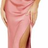 Best RNTMR Satin Halter Backless Silt Midi Dress For Women 2024 Elegant Formal High Neck Cowl Back Silk Wedding Guest Sexy Dresses