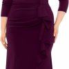 Wholesale Xscape Xscape Women'S Plus Size Long 3/4 Sleeve V-Neck Side Ruched Dress