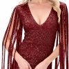 Online HI-PARTY Women'S Sexy Deep-V Sequin Glitter Tassel Sleeve Party Mini Dress