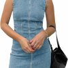 Wholesale Wenrine Wenrine Womens Denim Mini Dress Casual Sleeveless Crewneck Summer Jean Tank Dresses