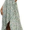 Clearance GRECERELLE Grecerelle 2024 Women'S Spring Summer Boho Floral Print V-Neck Faux Wrap Maxi Dress For Wedding Guest, Graduation, Party