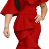 Online GOBLES Gobles Women'S Elegant Off The Sholder Back Zipper Ruffles Bodycon Midi Cocktail Dress