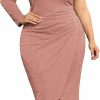 Wholesale KIMCURVY Kimcurvy Women'S Plus Size One Shoulder Ruched Wrap Cocktail Party Glitter Midi Dress