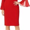 Clearance Calvin Klein Calvin Klein Women'S Solid Sheath With Chiffon Bell Sleeves Dress