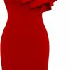 Hot Memoriesea Memoriesea Women'S Ruffle Sleeveless Bodycon Knee Length Party Pencil Midi Dress