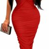 Best BEAGIMEG Beagimeg Women'S Sexy Elegant Bodycon Sleeveless Ruched Off Shoulder Night Party Cocktail Midi Dress