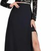 Clearance SweatyRocks Sweatyrocks Women'S Sexy Sheer Lace Long Sleeve Split Maxi Cocktail Long Party Dresses