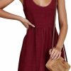 Hot CNJFJ Cnjfj Womens Summer Shoulder Tie Strap Babydoll Dress Casual Scoop Neck A-Line Skater Swing Mini Sundress