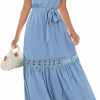 Wholesale PRETTYGARDEN Prettygarden Women'S Casual Maxi Dress Summer Ruffle Cap Sleeve A Line Long Flowy Dresses With Belt