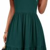 Best Newshows Newshows Womens 2024 Summer Dress Short Sleeve Square Neck Dresses Casual Beach Vacation A-Line Ruffle Sundress With Pockets