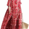 Best Versear Versear Women Loose Cotton Linen Dress Print Boho Swing House Dress With Pockets