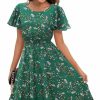 Online Gardenwed Chiffon Floral Summer Sun Beach Dresses For Women 2023 With V Neck Elastic Waist