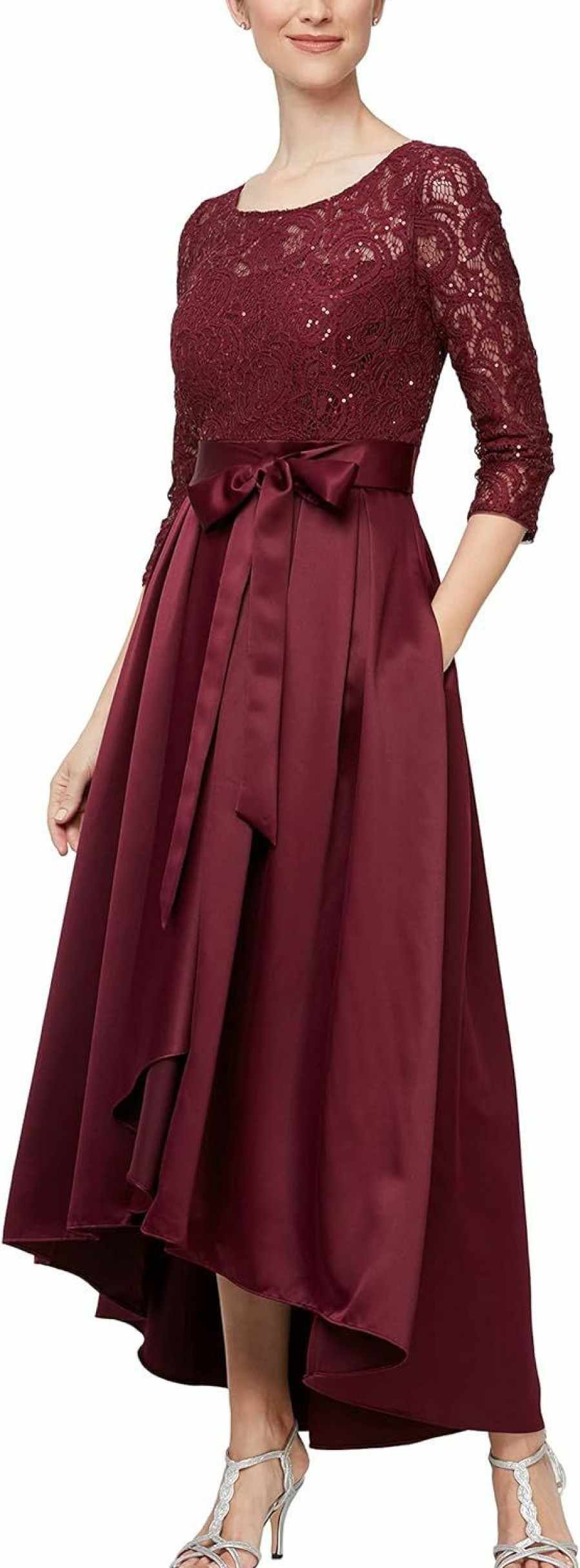 New Alex Evenings Alex Evenings Women'S Satin Ballgown Dress With Pockets (Petite And Regular Sizes)