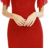 Wholesale MSLG Mslg Women'S Elegant Floral Lace Round Neck Short Sleeves Cocktail Party Bodycon Knee Length Dress 931