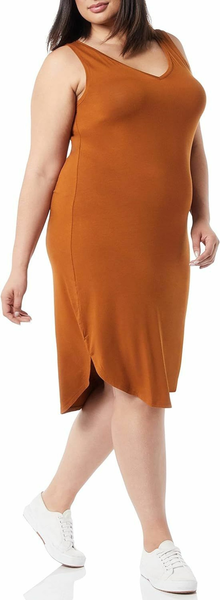 Clearance Amazon Essentials Amazon Essentials Women'S Jersey Regular-Fit Sleeveless V-Neck Midi Dress (Previously Daily Ritual)