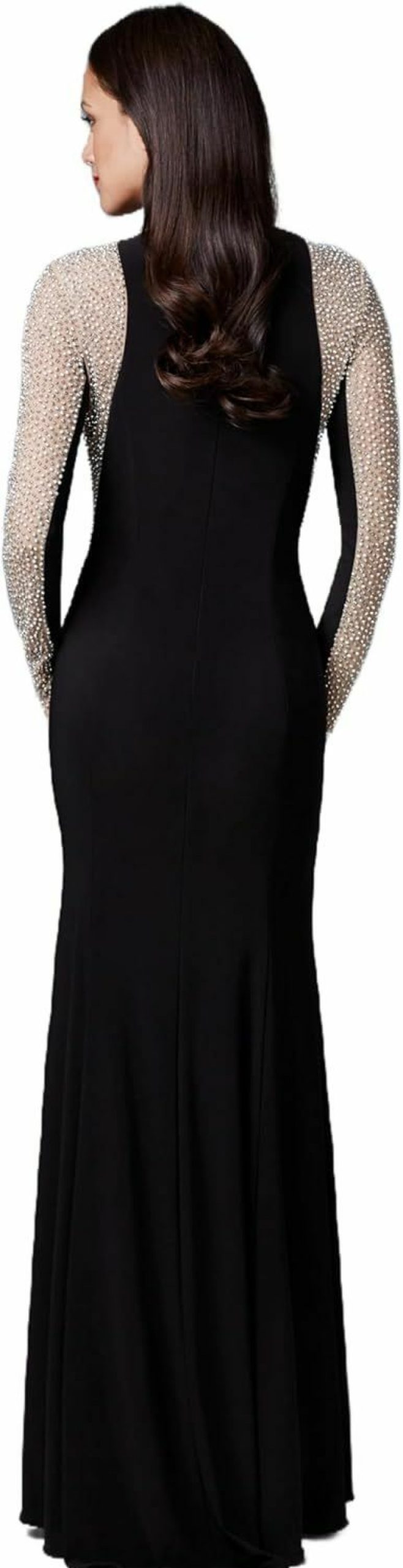 Clearance Xscape Xscape Women'S Long Sleeve Beaded Contour Gown