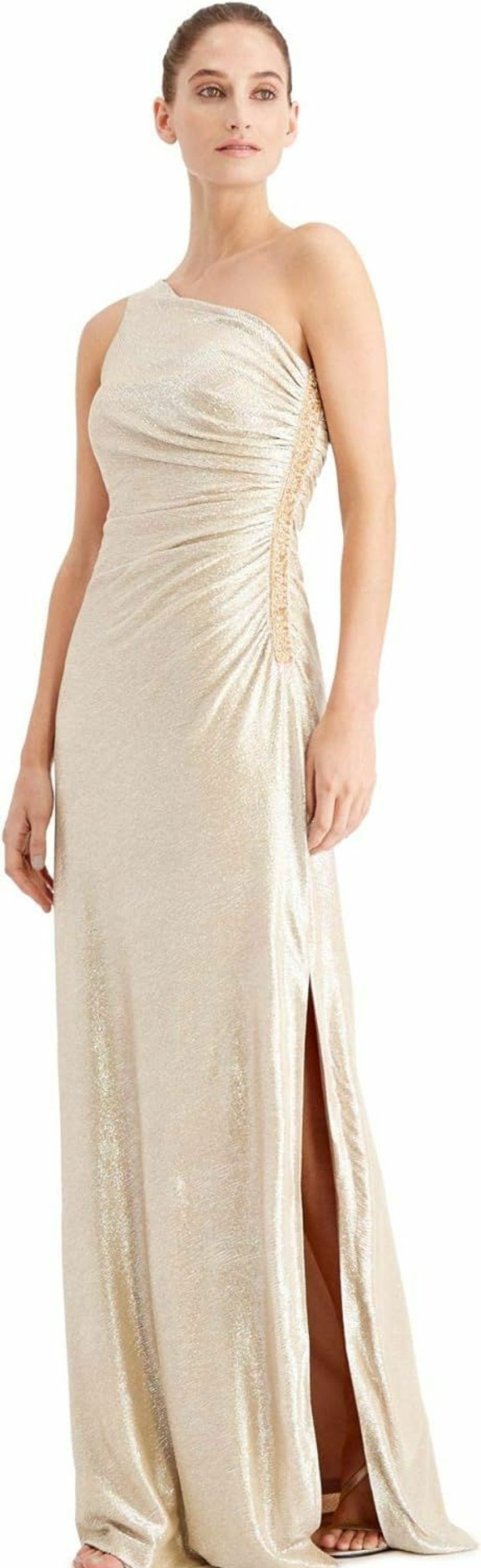 Best Calvin Klein Calvin Klein One-Shoulder Gown With Side Ruching And Beaded Detail Women'S Formal Dresses For Special Occasions