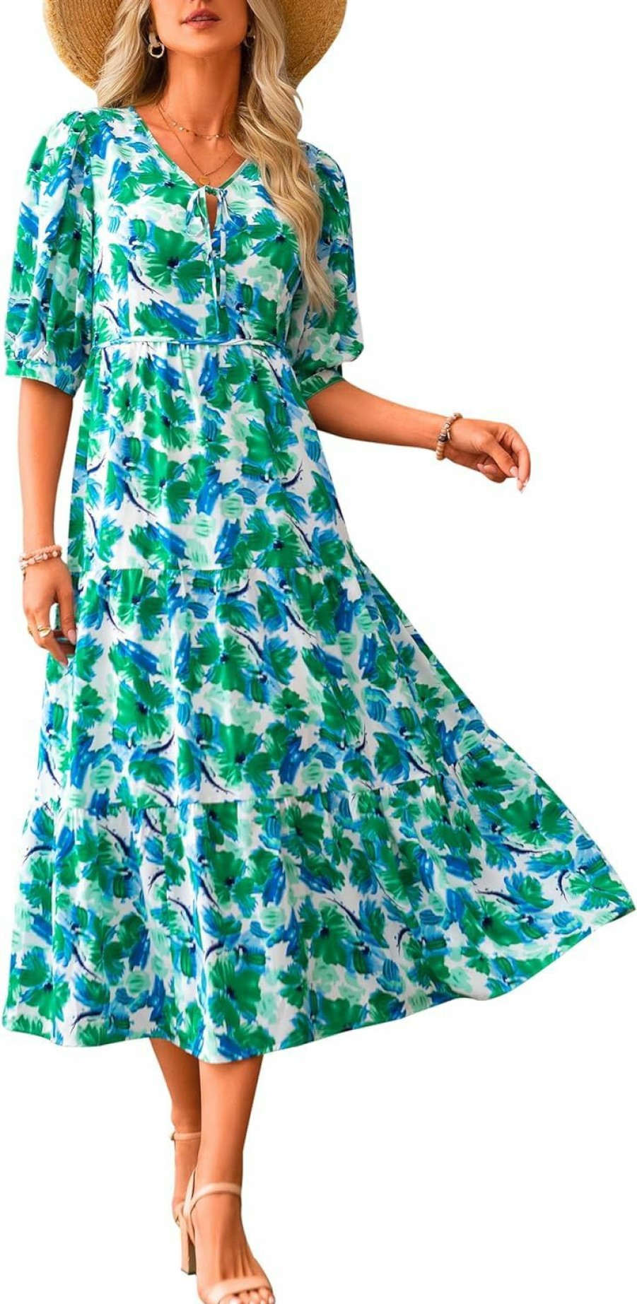 Wholesale PRETTYGARDEN Prettygarden Maxi Dress For Women 2024 Summer Casual Loose Oversized Floral Sundress Flared Boho Flowy Vacation Long Dresses