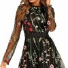 Online Milumia Milumia Women'S Floral Embroidery Mesh Round Neck Tunic Party Dress