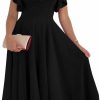 Clearance DGHBVS Women'S Cocktail Dress Wrap V Neck Ruffle Short Sleeve A Line Work Formal Wedding Guest Midi Dress With Pockets