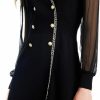 Wholesale GOELIA Black Sweater Dress For Women Formal Knit Mini Dresses With 100% Silk Long Sleeve V Neck Double-Breasted