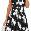 Best Drimmaks Drimmaks Women'S Summer Casual Dress Florals Buttons Down Ruched Sweetheart Neck Sleeveless Midi Sundress