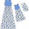 Online IFFEI Iffei Mommy And Me Dresses Matching Outfits Floral Printed Sleeveless Tank Maxi Dress For Mother And Daughter