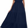 Clearance KIRUNDO Kirundo Women'S 2024 Summer Casual Sleeveless Maxi Dress Solid Tie Crew Neck Ruffle A-Line High Waist Flowy Long Sundress