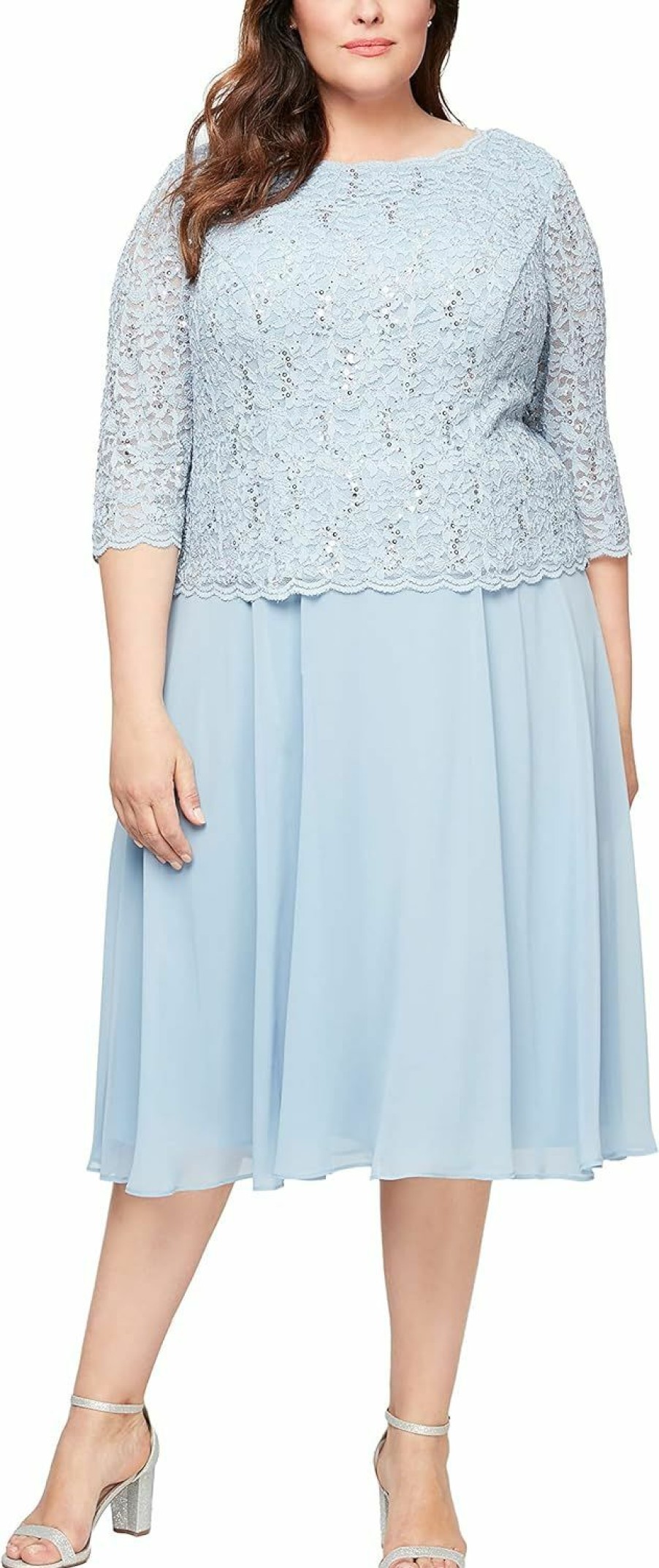 Best Alex Evenings Alex Evenings Women'S Plus Size Tea Length Lace Mock Dress