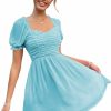 Online MakeMeChic Makemechic Women'S Puff Sleeve Sweetheart Ruched A Line Swing Short Dress