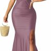 Wholesale Fooullaide Women Sexy Off Shoulder Elegant V Neck Short Sleeve Wrap Formal Evening Gowns High Split Mermaid Party Cocktail Dress