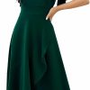 Online ZZV Long Black Formal Dresses For Women Gowns Evening Party Cocktail Dress,Split Elegant V Neck Wrap Ruffle Wedding Guest Dresses