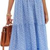 New PRETTYGARDEN Prettygarden Women'S 2024 Summer Casual Flutter Short Sleeve Boho Floral Maxi Dress Crew Neck Smocked Tiered Long Dresses